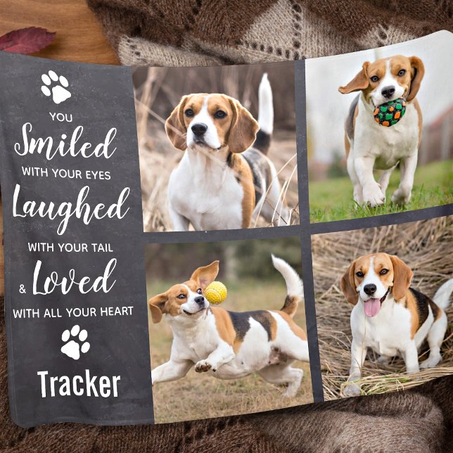 Pet Loss Remembrance Dog 4 Photo Collage Fleece Blanket (Creator Uploaded)