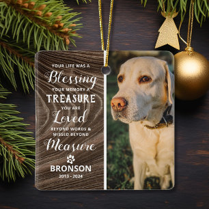 Pet Loss Rustic Memorial Photo Christmas Ceramic Ornament