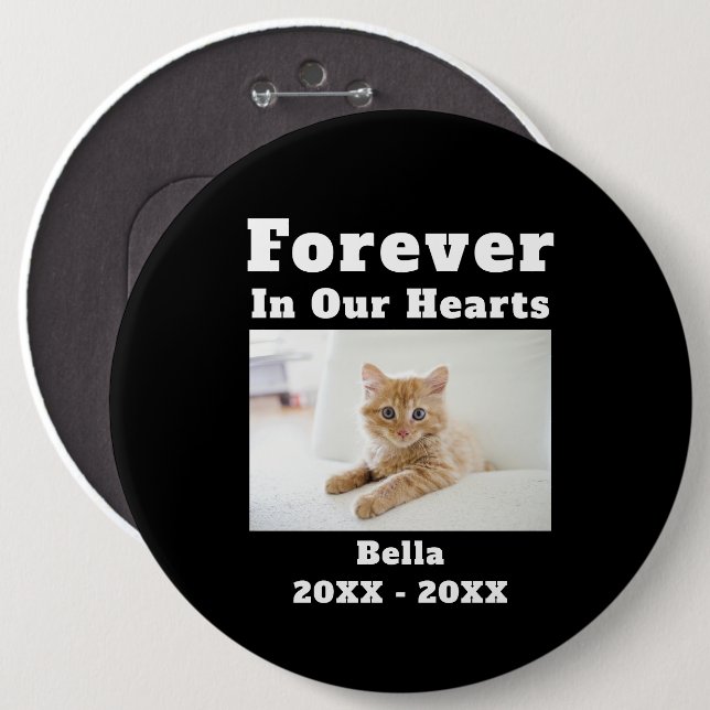 Pet Loss Sympathy Memorial Forever In Our Hearts 6 Inch Round Button (Front & Back)