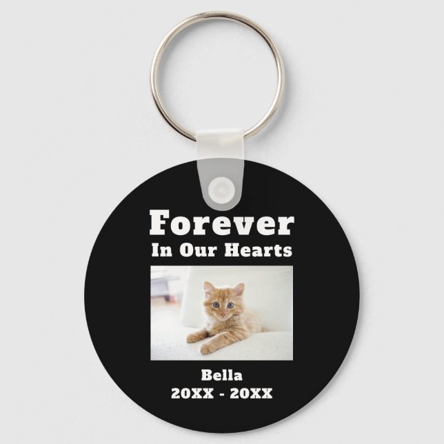 Pet Loss Sympathy Memorial Forever In Our Hearts Keychain (Front)