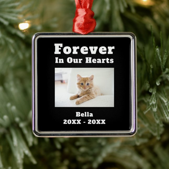 Pet Loss Sympathy Memorial Forever In Our Hearts Metal Ornament (Tree)