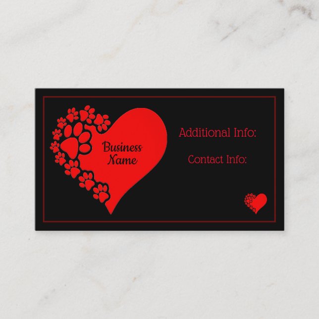 Pet Love Heart Business Card (Front)