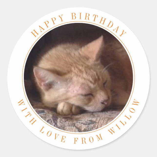 PET LOVE Large Round Birthday Stickers (Front)