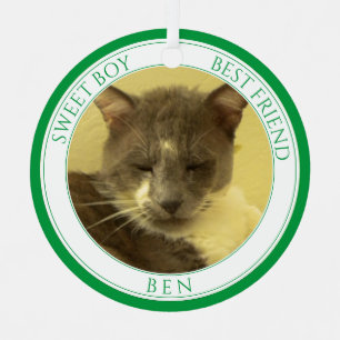 PET LOVE Metal Circle Ornament + Text / Green