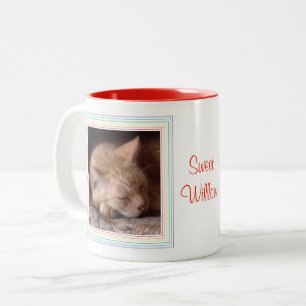 PET LOVE Red Two-Tone Mug + Text / Rainbow