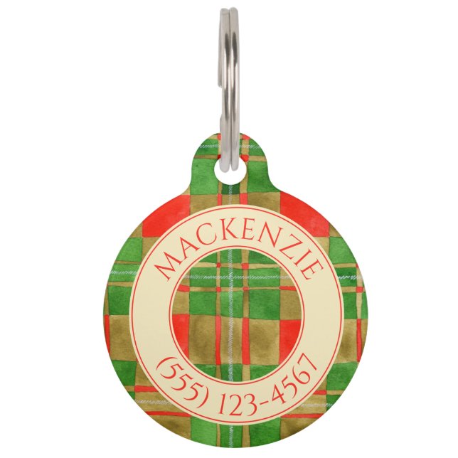 PET LOVE Round Pet Tag - Mac Gregor Tartan (Front)