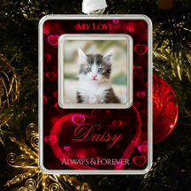 Pet Love Tribute or Memorial, Red Glowing Hearts -