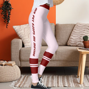 Pet Lover Blush Pink Deep Burgundy Red Custom Made Leggings