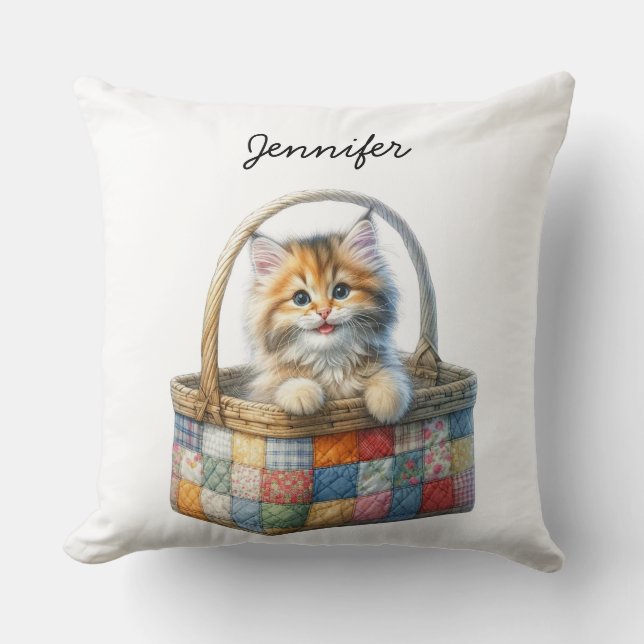 Pet Lover Cat Throw Pillow (Front)