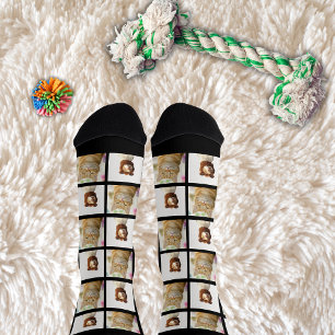 Pet Lover Dog Cat 2 Photos Collage Custom Black Socks