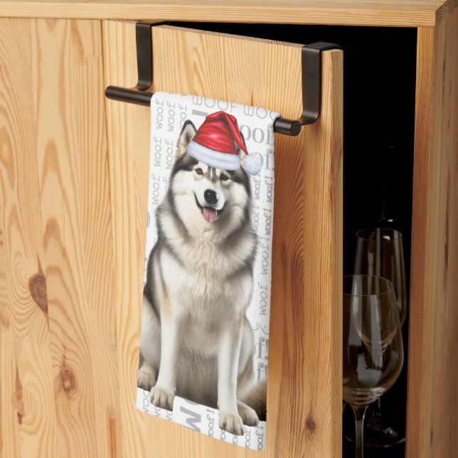 Pet Lover Holiday Alaskan Malamute Dog Christmas Kitchen Towel (Thirds Fold)