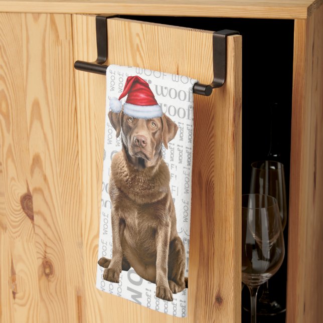 Pet Lover Holiday Chesapeake Retriever Christmas Kitchen Towel (Thirds Fold)