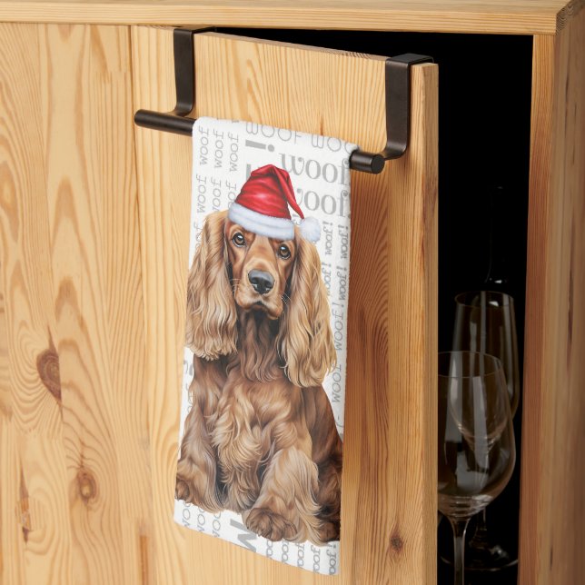 Pet Lover Holiday Cocker Spaniel Dog Christmas Kitchen Towel (Thirds Fold)