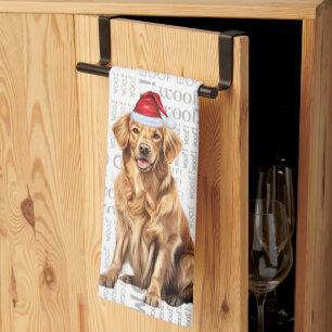 Pet Lover Holiday Golden Retriever Dog Christmas Kitchen Towel