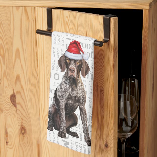 Pet Lover Holiday Shorthair Pointer Dog Christmas Kitchen Towel (Thirds Fold)