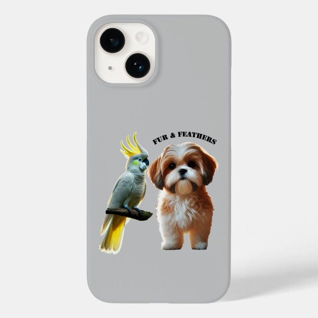 Pet Lover of Shih Tzu Dog and Cockatoo Bird URM Case-Mate iPhone Case (Back)