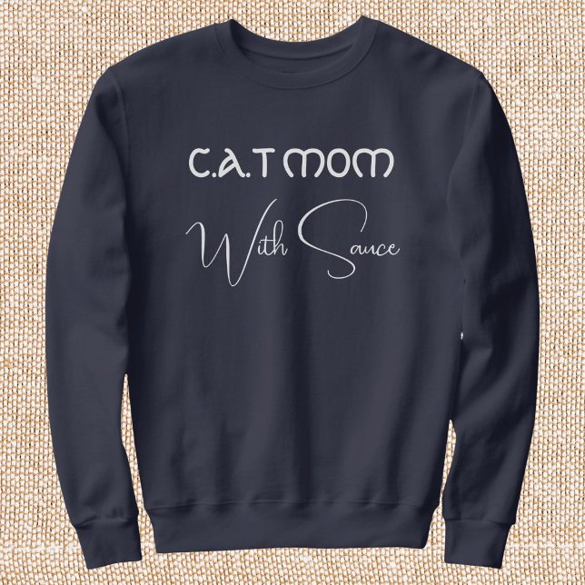Pet Lover Personalized Script Cat Mom Navy Blue Sweatshirt (Creator Uploaded)