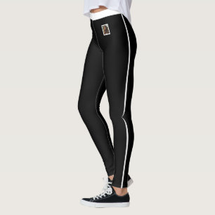 Pet Lover White Stripe Sports Black Personalized Leggings