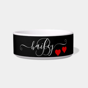 Pet Lovers Black My Heart Monogram Name Bowl