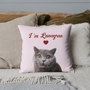 Pet Lovers Cat Photo Red Heart Valentine's Day DIY Throw Pillow