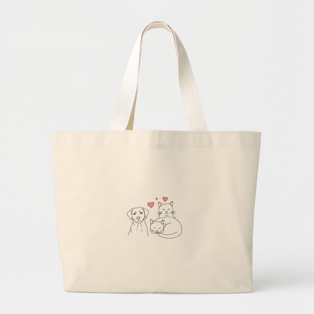 Pet Lovers Paradise Large Tote Bag (Front)