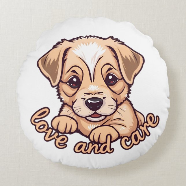 Pet lovers  round pillow (Front)