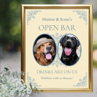 Pet Lovers Yellow Chic Wedding Open Bar Sign