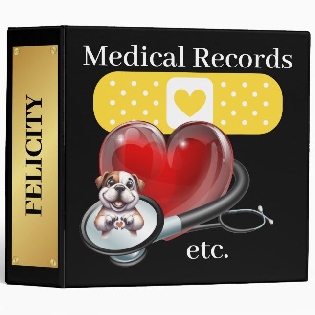 Pet Medical Records Binder - See Back (Front/Spine)