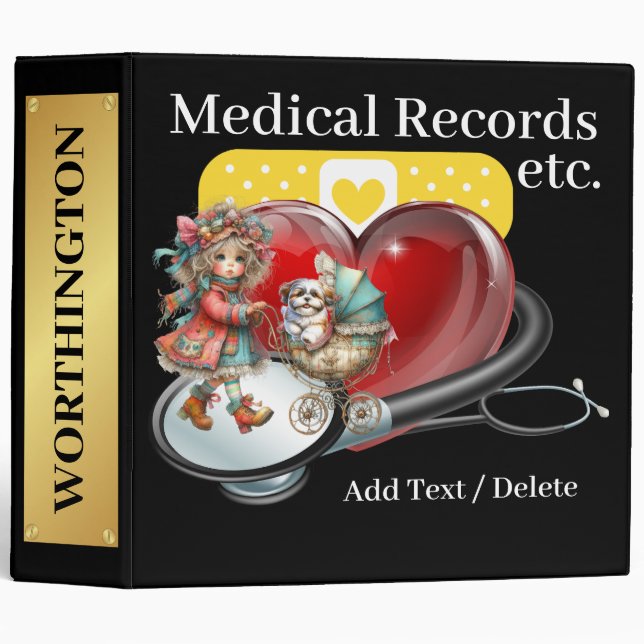 Pet Medical Records Binder - See Back (Front/Spine)