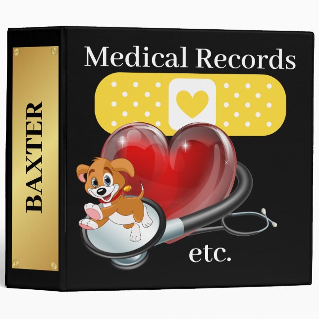 Pet Médicale Records Classeur - Voir retour (Devant/Côté)
