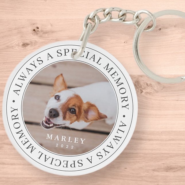 Pet Memorial Always a Special Memory Modern Photo Keychain (Creator Uploaded)