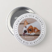 Pet Memorial Always In Our Hearts Modern Photo 3 Inch Round Button (Front & Back)
