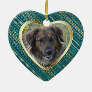 Pet Memorial Aztec Pattern Heart Keepsake Ceramic Ornament
