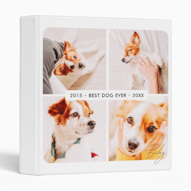 Pet Memorial Best Dog Ever Modern Photo Collage Binder (Front/Spine)