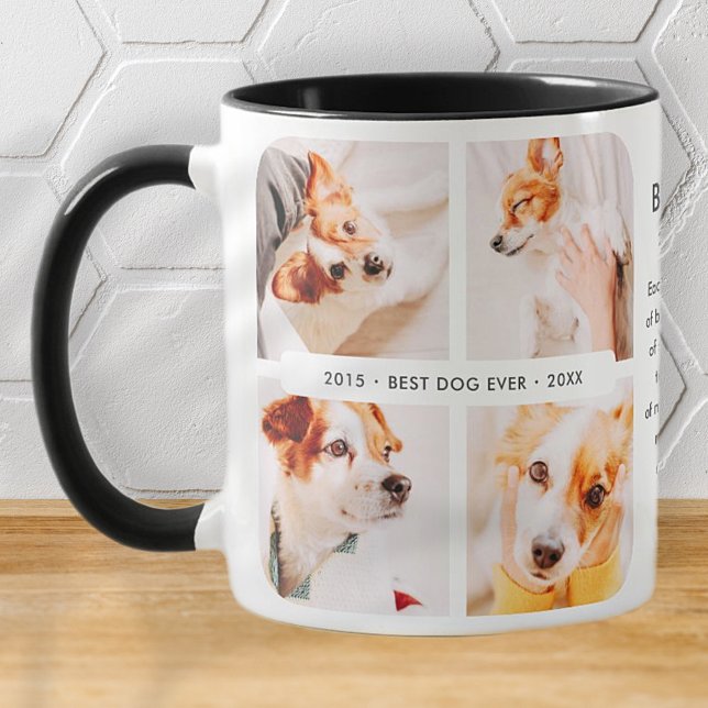 Pet Memorial Best Dog Ever Modern Photo Collage Mug (Creator Uploaded)