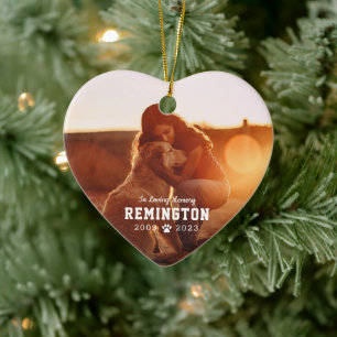 Pet Memorial Blanc Full Photo Ornement en céramiqu