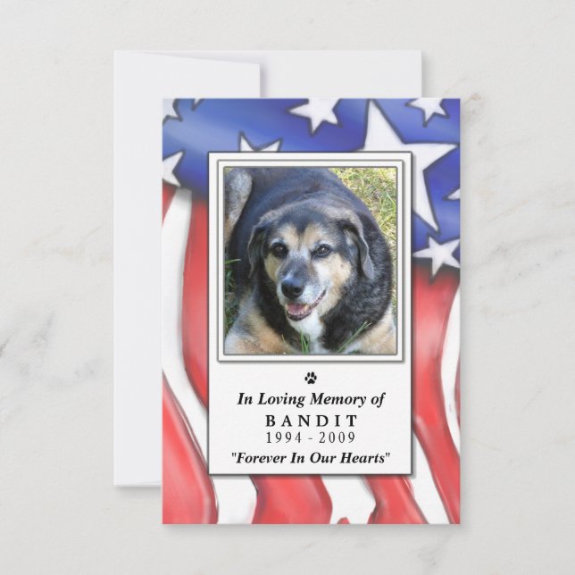 Pet Memorial Card 3.5"x5" - USA Flag (Front)