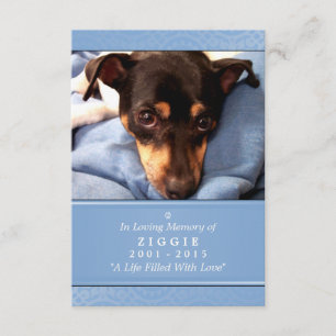 Pet Memorial Card 3.5 x 5  Blue - Contented Poem