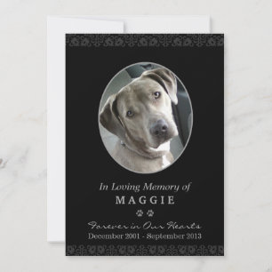 Pet Memorial Card 5"x7" Black Oval Photo Frame