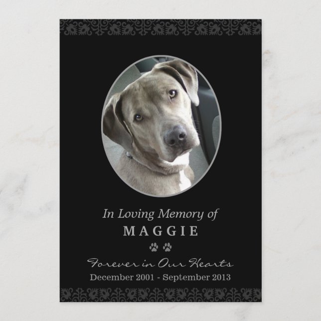 Pet Memorial Card 5"x7" Black Oval Photo Frame (Front)