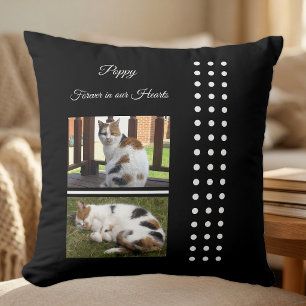 Pet memorial cat black and white add photos throw pillow