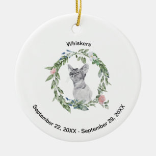 Pet Memorial Cat Dog Photo and Personalized  Ceramic Ornament