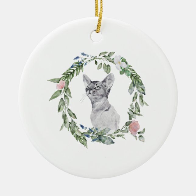 Pet Memorial Cat Dog Photo and Personalized Ceramic Ornament (Front)