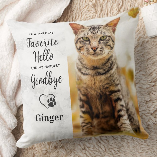 Pet Memorial Cat Loss Photo Throw Pillow (Creator Uploaded)