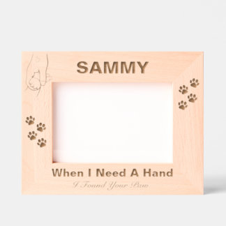 Pet Memorial Cat Paw Prints Custom Wood Photo  Etched Frames