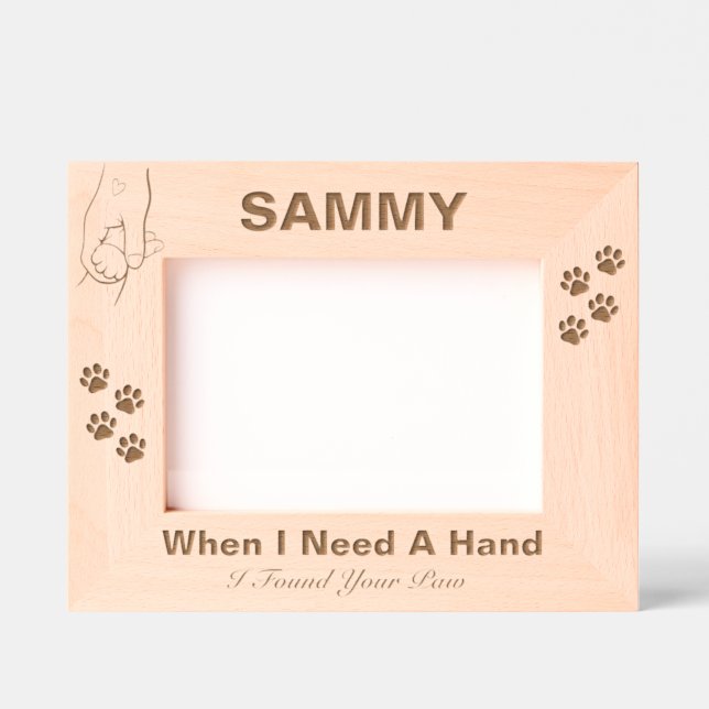 Pet Memorial Cat Paw Prints Custom Wood Photo  Etched Frames (Front)