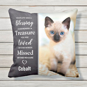 Pet Memorial - Cat Photo Sympathy Gift - Pet Loss Throw Pillow