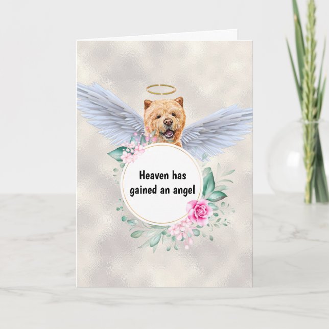 Pet memorial Chow chow dog angel wings poem Card (Front)