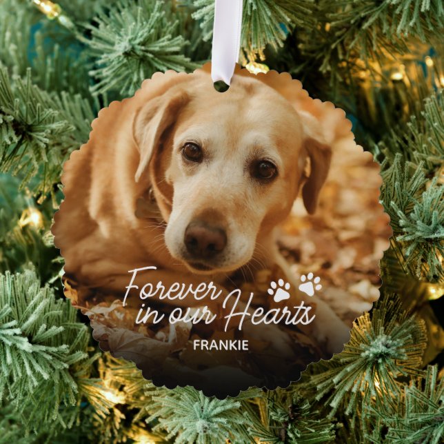 Pet Memorial Christmas Photo Ornament Card (Insitu (Tree))