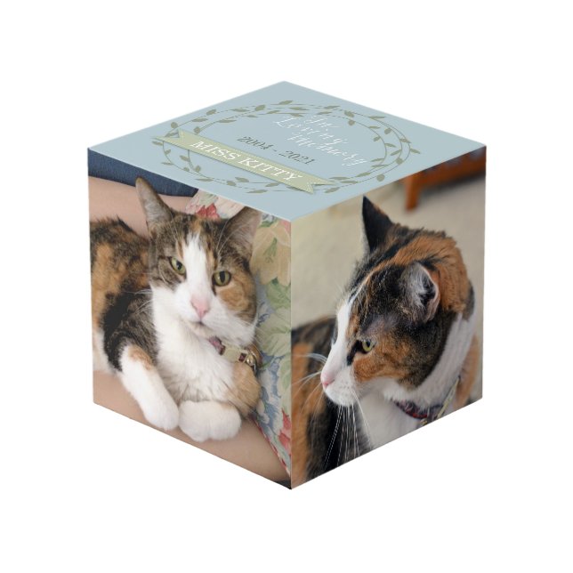 Pet Memorial Custom 4 Photo Cube (Front Angled)